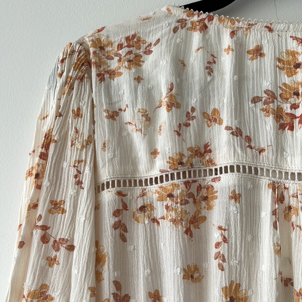 KIVARI Misha Cream Rust Ditsy Long Sleeve Mini Dress NWT - Picture 16 of 16